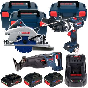Zestaw GSB 18V-110 C GKS 18V-68 GC GSA 18V-28 BOSCH + 3 aku 18V + L-BOXX