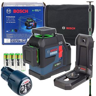 Laser krzyżowy GLL 12V-100-33 CG BOSCH + uchwyt + tyczka