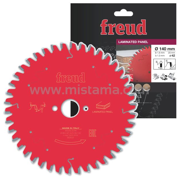 Piła tarcza widiowa 140/20 mm, 42 zęby FR04L001H FREUD do laminatu, MDF
