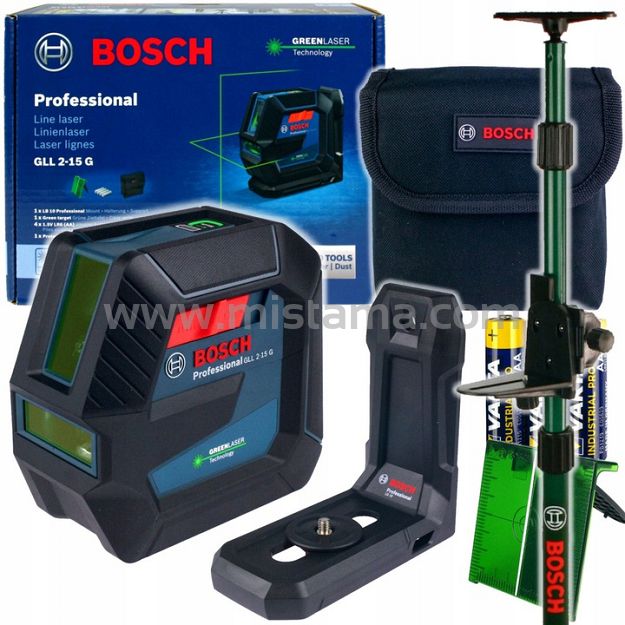 Laser krzyżowy GLL 2-15 G BOSCH + tyczka TP 320
