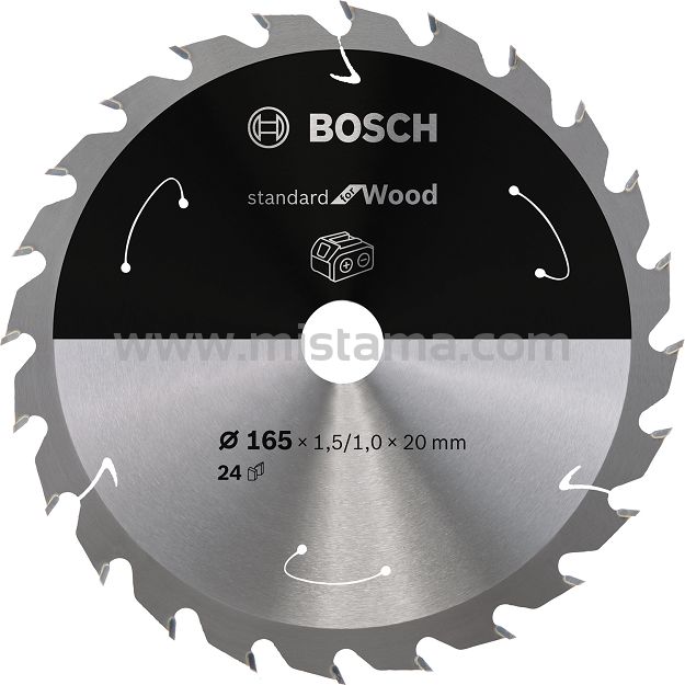Tarcza pilarska 165/20mm Standard for Wood BOSCH (24 zęby) do pilarek aku