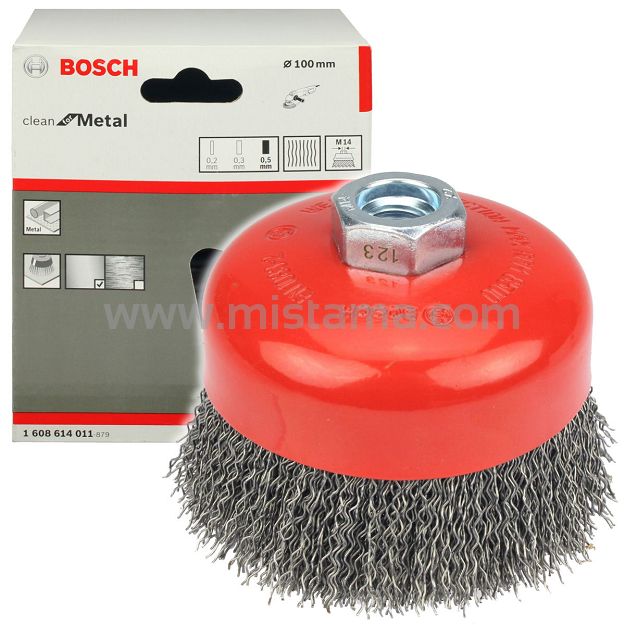 Szczotka druciana garnkowa 100mm BOSCH (gwint M14)