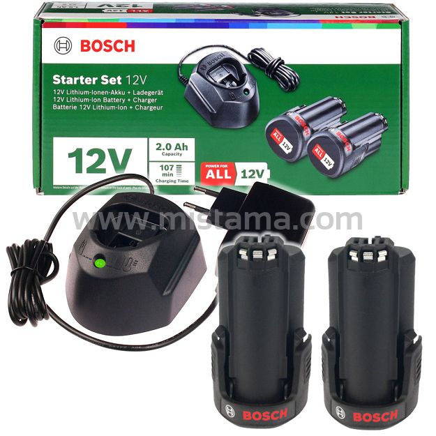 Zestaw startowy ładowarka GAL 1210 CV + 2 akumulatory PBA 12V 2,0Ah BOSCH