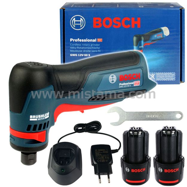 Szlifierka obrotowa GWG 12V-50 S BOSCH 2x2,0Ah