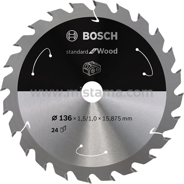 Tarcza pilarska 136/15,875mm Standard for Wood BOSCH (24 zęby) do pilarek aku