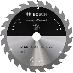 Tarcza pilarska 136/15,875mm Standard for Wood BOSCH (24 zęby) do pilarek aku