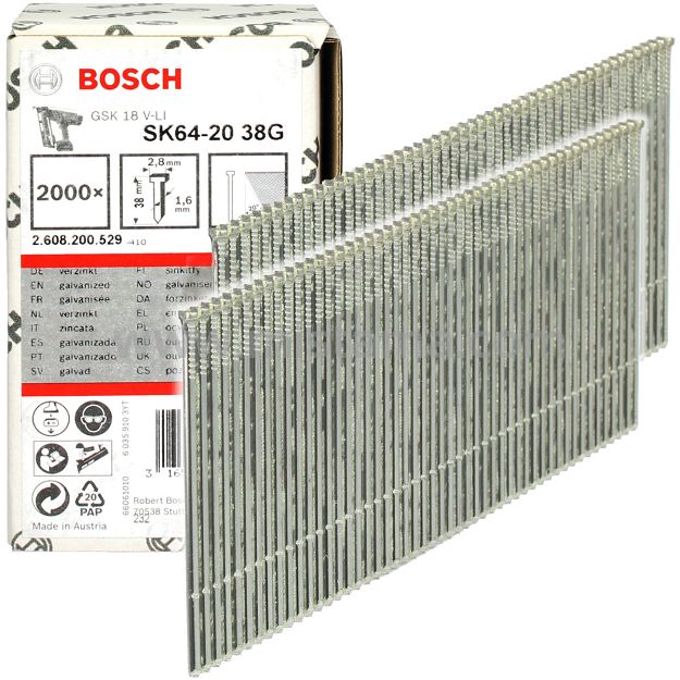 Gwoździe stolarskie 38mm typ SK64-20 38G do GNH 18V-64 BOSCH
