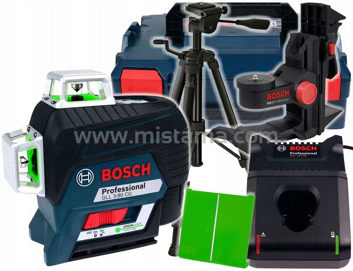 Laser GLL 3-80 CG BOSCH L-BOXX + statyw + uchwyt BM 1