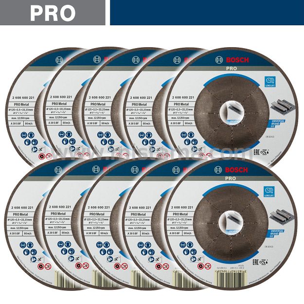 Zestaw 10 tarcz korundowych 125/2,5mm Expert For Metal BOSCH (do cięcia stali)