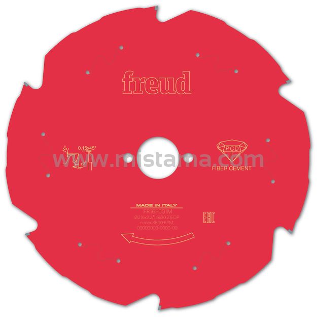 Tarcza pilarska 216/30 mm 6 zębów FR16F001M FREUD do cementu, płyt g-k