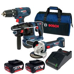 Zestaw GBH 18V-22 + GSR 180-LI + GWS 180-LI BOSCH 2x4,0Ah + TORBA