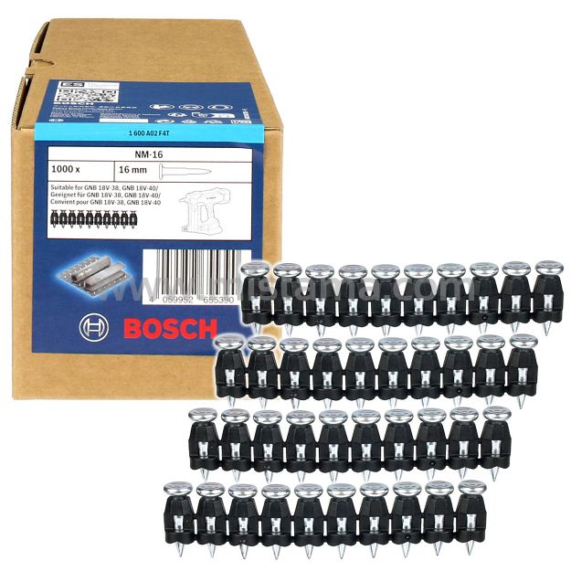 Gwoździe do stali 16mm NM-16 BOSCH 1000 sztuk do osadzaka GNB 18V-38