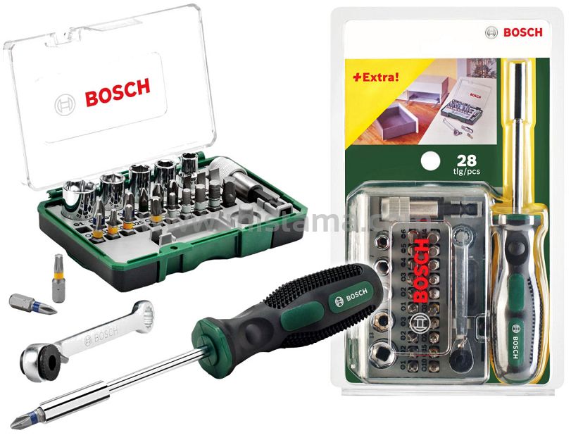 Zestaw 28 bitów i nasadek z grzechotką BOSCH