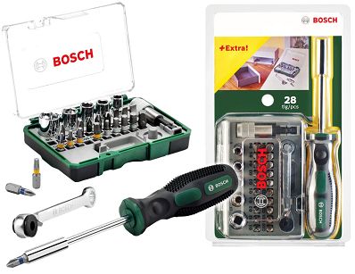 Zestaw 28 bitów i nasadek z grzechotką BOSCH
