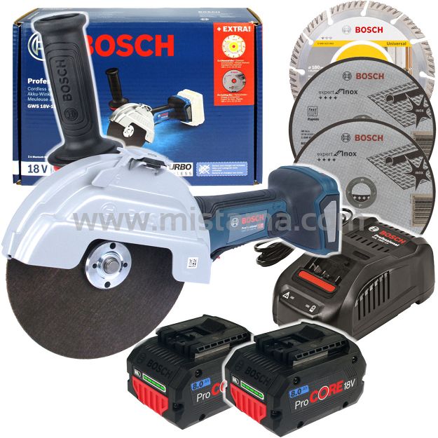 Szlifierka GWS 18V-180 P BOSCH 2x8,0Ah BITURBO