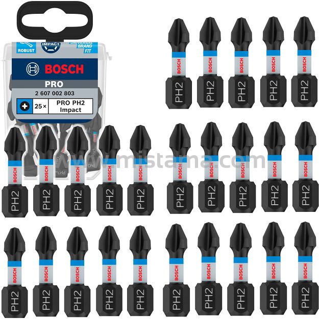 Bit PH2 25 mm końcówka wkręcająca IMPACT BOSCH PRO zestaw 25 szt.