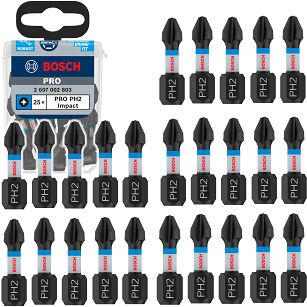 Bit PH2 25 mm końcówka wkręcająca IMPACT BOSCH PRO zestaw 25 szt.