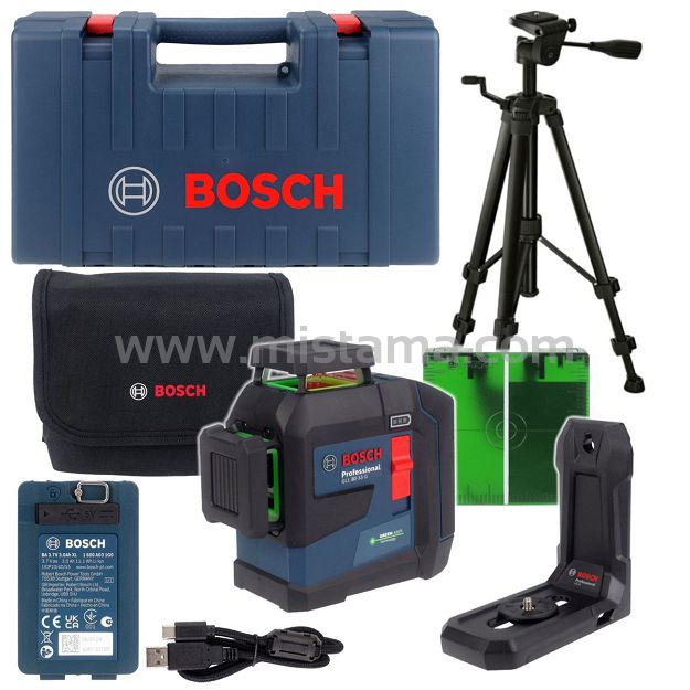 Laser krzyżowy 360° GLL 80-33 G BOSCH 1x3,7V + statyw + uchwyt