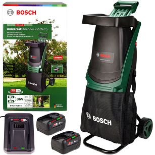 Rozdrabniacz do gałęzi UniversalShredder 2x18V-25 BOSCH 2x4,0Ah