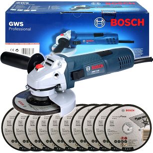 Szlifierka kątowa GWS 7-125 RSP BOSCH + 10 tarcz do Inox