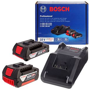 Zestaw startowy - akumulator 18V Li-ion 2 Ah + akumulator 18V Li-ion 4 Ah + ładowarka GAL 18V-40 BOSCH