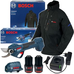 Akumulatorowy sekator PRO PRUNER BOSCH 2x3,0Ah + kurtka ogrzewana GHJ 12+18V XXL