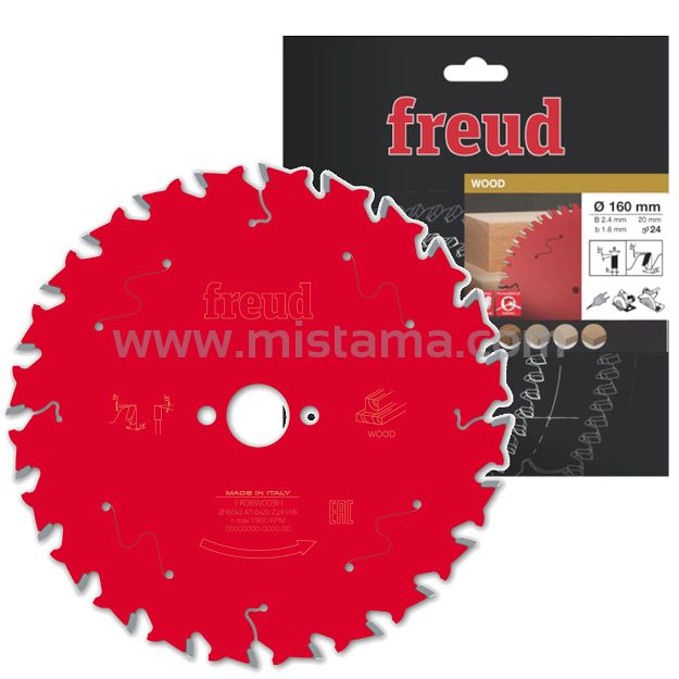 Piła widiowa 160/20 mm, 24 zęby FREUD do drewna, MDF