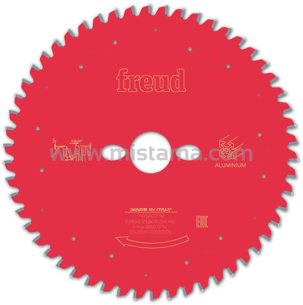Tarcza pilarska 210/30 mm 54 zęby FR15A001M FREUD do aluminium, miedzi, tworzyw sztucznych