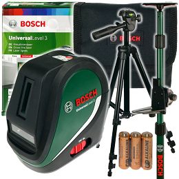 Laser krzyżowy UNIVERSALLEVEL 3 BOSCH + statyw + tyczka TP 320