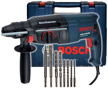 Młotowiertarka GBH 2-26 DRE BOSCH + walizka + 8 wierteł i dłut