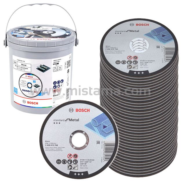 Zestaw 100 tarcz korundowych 125/1,0mm BOSCH (do cięcia metalu i stali)
