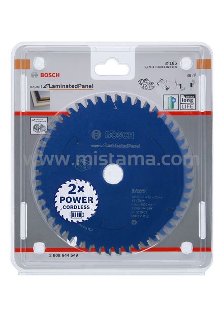 Tarcza pilarska 165/20mm Expert for Laminated Panel BOSCH (48 zębów) do pilarek aku