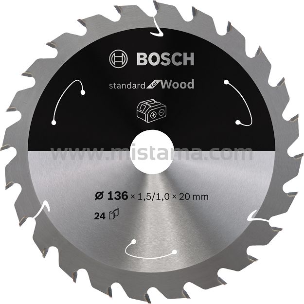 Tarcza pilarska 136/20mm Standard for Wood BOSCH (24 zęby) do pilarek aku