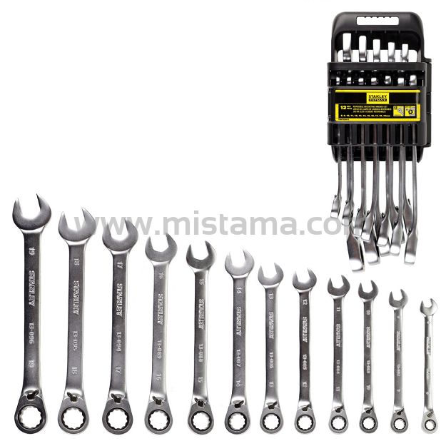 Zestaw 12 kluczy płasko-oczkowych z grzechotką 8-19 mm STANLEY FATMAX