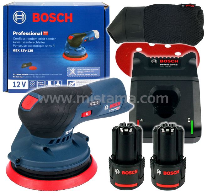 Szlifierka mimośrodowa GEX 12V-125 BOSCH 2x3,0Ah