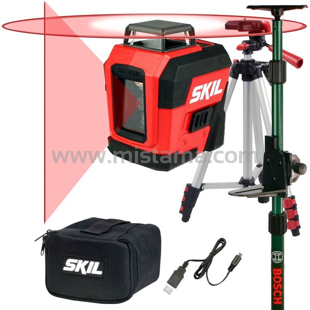 Laser krzyżowy 360° czerwony 1960 SKIL + statyw + tyczka