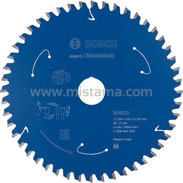 Tarcza pilarska 136/20mm Expert for Aluminium BOSCH (48 zębów) do pilarek aku