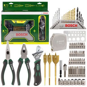Zestaw X-LINE 70szt. wierteł i końcówek + zestaw 3 narzędzi ręcznych BOSCH