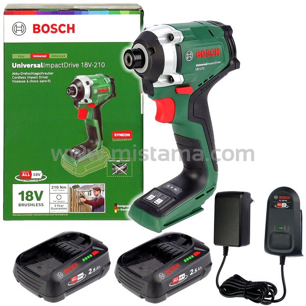 Zakrętarka udarowa 210 Nm UniversalImpactDrive 18V-210 BOSCH 2x2,5Ah