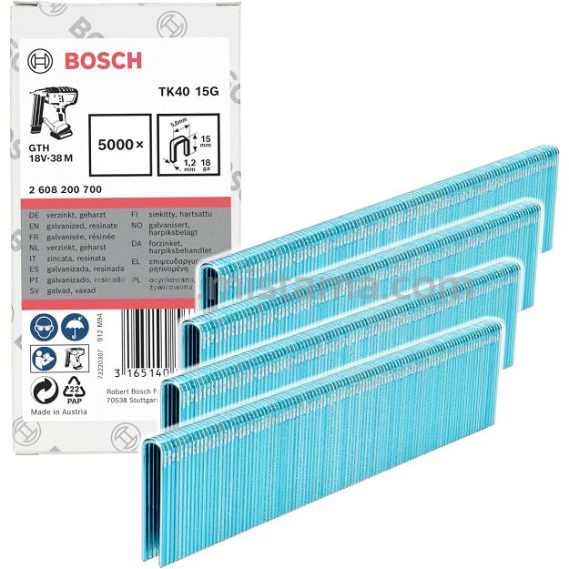 Zszywki 15mm z wąskim grzbietem typ TK40 15G BOSCH 5000 szt.