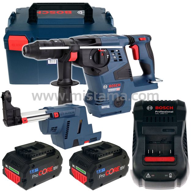 Akumulatorowy młot GBH 18V-28 CF BOSCH + odsysacz GDE 18V-16 L-BOXX 2x8,0Ah
