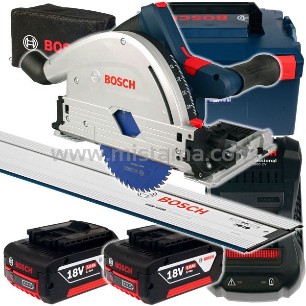 Zagłębiarka GKT 18V-52 GC BOSCH 2x5,0Ah L-BOXX + szyna FSN 1600