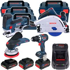 Zestaw GSR 18V-90 C GKT 18V-52 GC GST 18V-155 SC GEX 18V-125 BOSCH + 3 aku 18V + L-BOXX