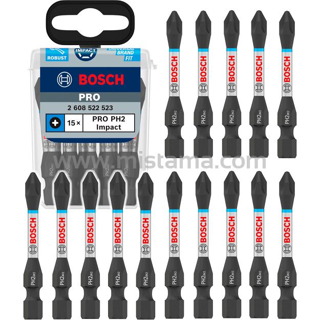 Klinga bit PH2 55 mm IMPACT BOSCH PRO zestaw 15 szt.