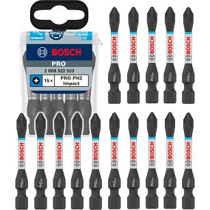 Klinga bit PH2 55 mm IMPACT BOSCH PRO zestaw 15 szt.