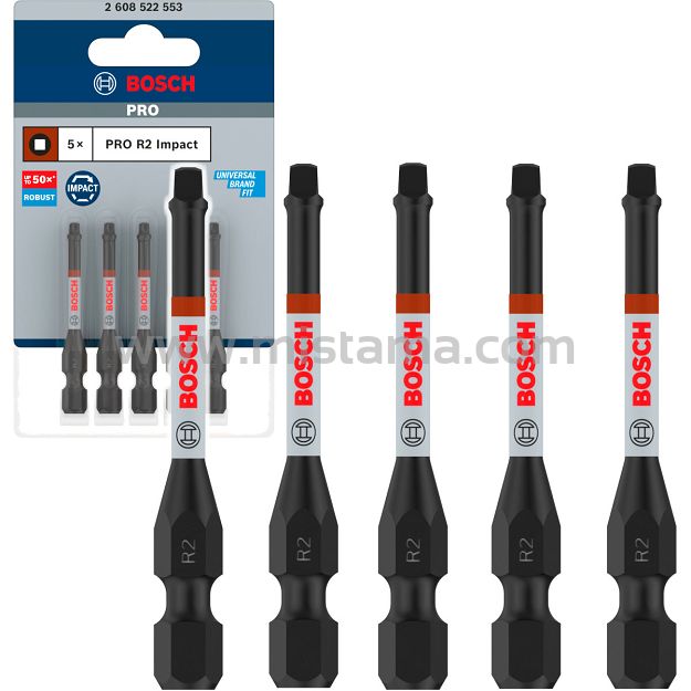 Klinga bit ROBERTSON R2 55 mm IMPACT BOSCH PRO zestaw 5 szt.