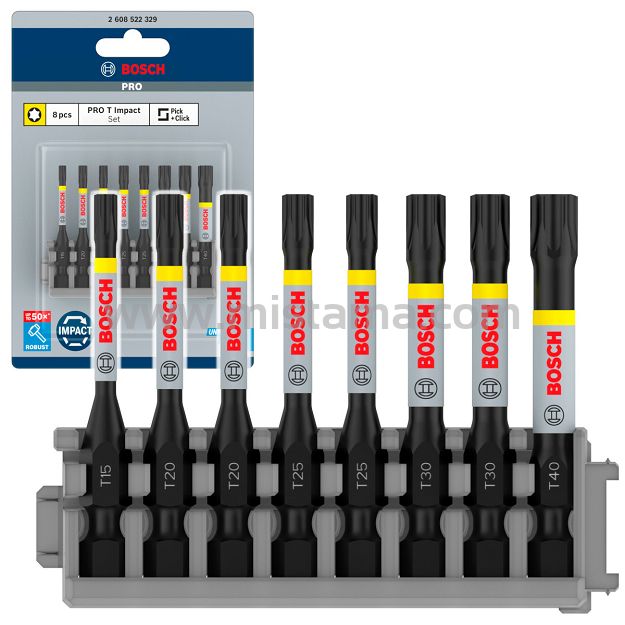 Klinga bit TORX 55 mm IMPACT BOSCH PRO zestaw 8 szt.
