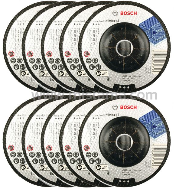 Zestaw 10 tarcz korundowych 125/6,0mm BOSCH (do szlifowania stali)
