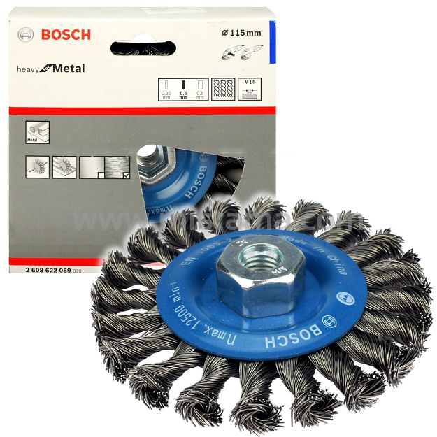 Szczotka druciana tarczowa 115mm BOSCH (gwint M14)