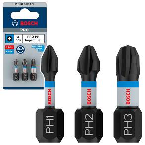 Bit PH1, PH2, PH3 25 mm IMPACT BOSCH PRO zestaw 3 szt.